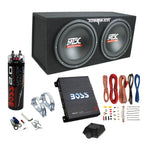 MTX Terminator Dual 12-Inch Loaded Subwoofer System With Boss Audio 1100W Mono Amplifier, Wiring Kit And 2-Farad Capacitor - R1100M