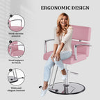 OmySalon Salon Chair With Hydraulic Pump, Pink, 360 Degree Swivel