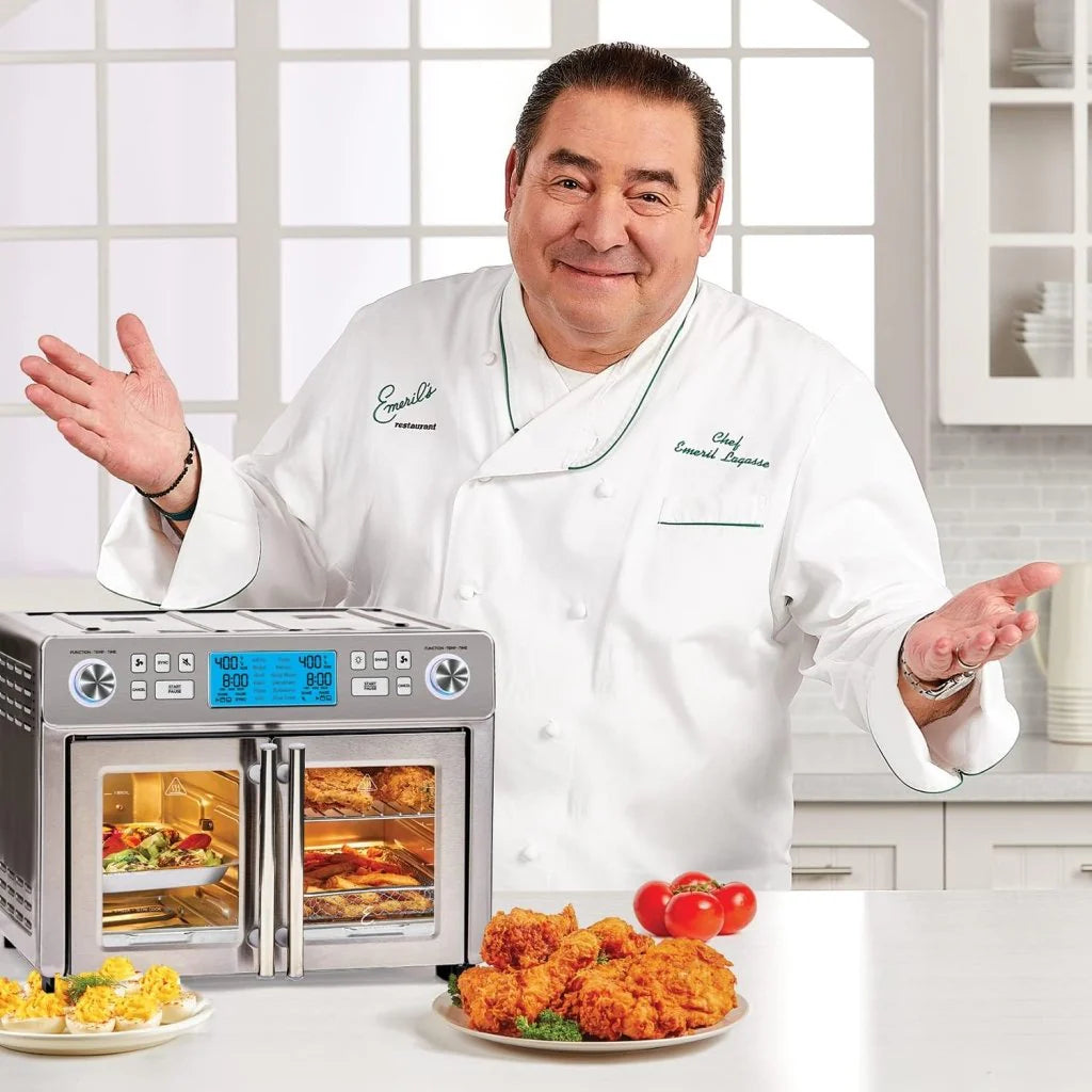 25-Qt. Extra-Large Dual-Zone Air Fryer Toaster Oven With French Doors