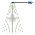 AYktou Christmas Tree Lights 6.56ft 16 Lines LED Waterfall Lights Waterproof Xmas Tree Topper Lights with Remote and USB Powered Christmas Lights for Halloween Xmas Year Holiday