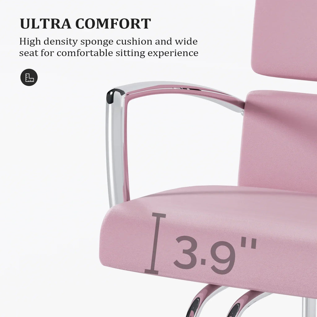 OmySalon Salon Chair With Hydraulic Pump, Pink, 360 Degree Swivel