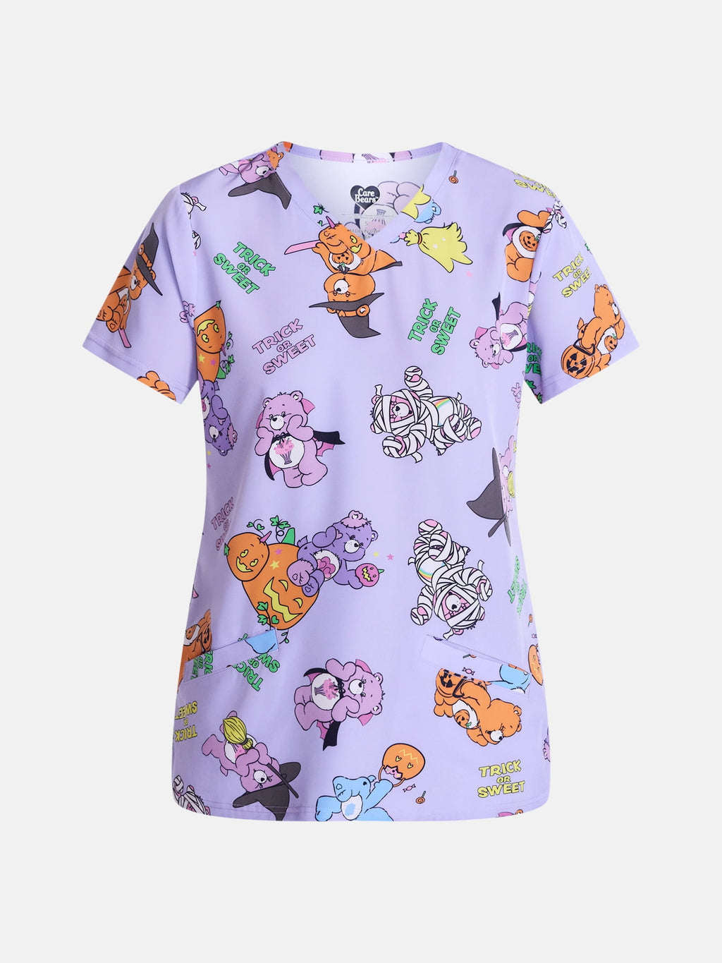 Care Bears Women's Halloween Scrub Top with Short Sleeves, Sizes S-XXXL