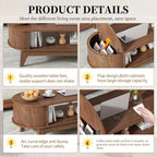 Fluted Oval Coffee Table With Storage, 46.45 x 19.68 x 15.94 in