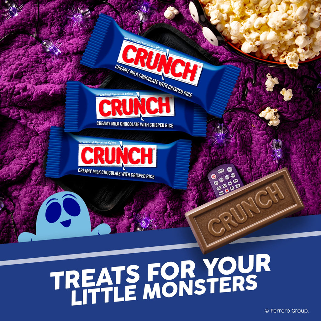 CRUNCH Fun Size Candy Bars, Chocolate Halloween Candy Bulk, 10 oz Bag