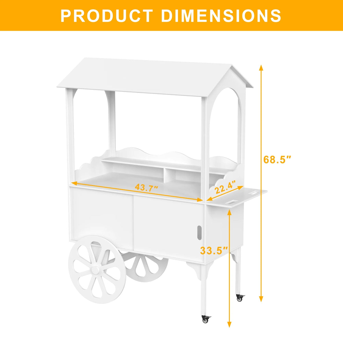 GDLF Candy Cart With Wheels And Storage Cabinet - 68.5 in