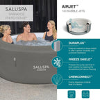 Bestway SaluSpa Miami Inflatable Hot Tub Spa, 71 x 26 in, 2-4 Person, Black - 60104E