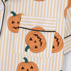 CUZIBR Girls Halloween Pajamas Sets Soft Comfortable Ghost Pumpkin Lapel Button Short Sleeve Shirt Elastic Waist Shorts 2 Pieces Sleep Loungewear Relaxed Sleepwear Outfits, Orange-C