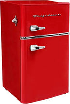 Frigidaire Retro 2 Door Mini Refrigerator With Freezer And Side Bottle Opener, 3.1 Cu Ft, 19in D x 20.5in W x 33.5in H