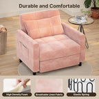 3-in-1 Convertible Pullout Sleeper Chair Bed - 75in x 26in x 17in