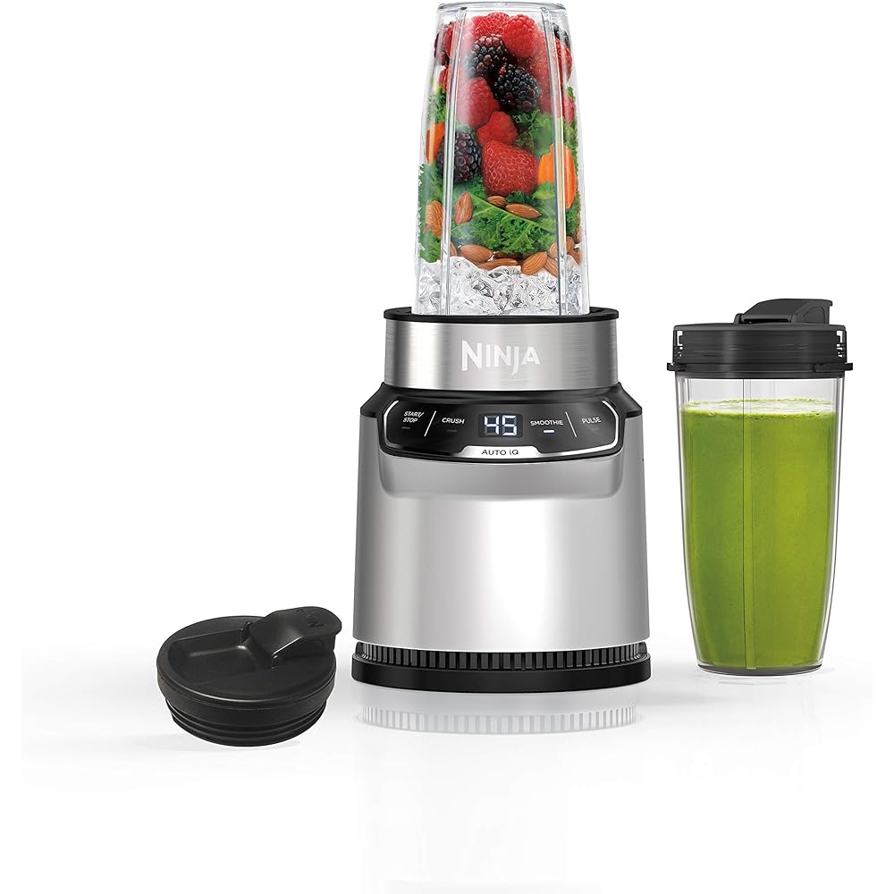 Ninja Nutri Pro Compact Personal Blender, 1100-Peak-Watts, 2 x 24-oz To-Go Cups, Cloud Silver - BN401