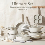 Carote 21-Piece Nonstick Granite Cookware Set, Induction Compatible, Beige