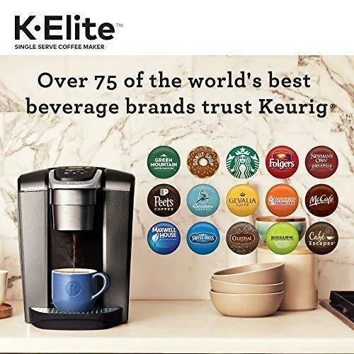 Keurig Single Serve K-Cup Pod Coffee Maker With Iced Coffee Capability, Brushed Slate - K-Elite