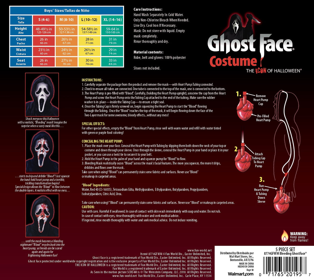 Officially Licensed Bleeding Ghost Face Halloween Costume for Children, by Fun World