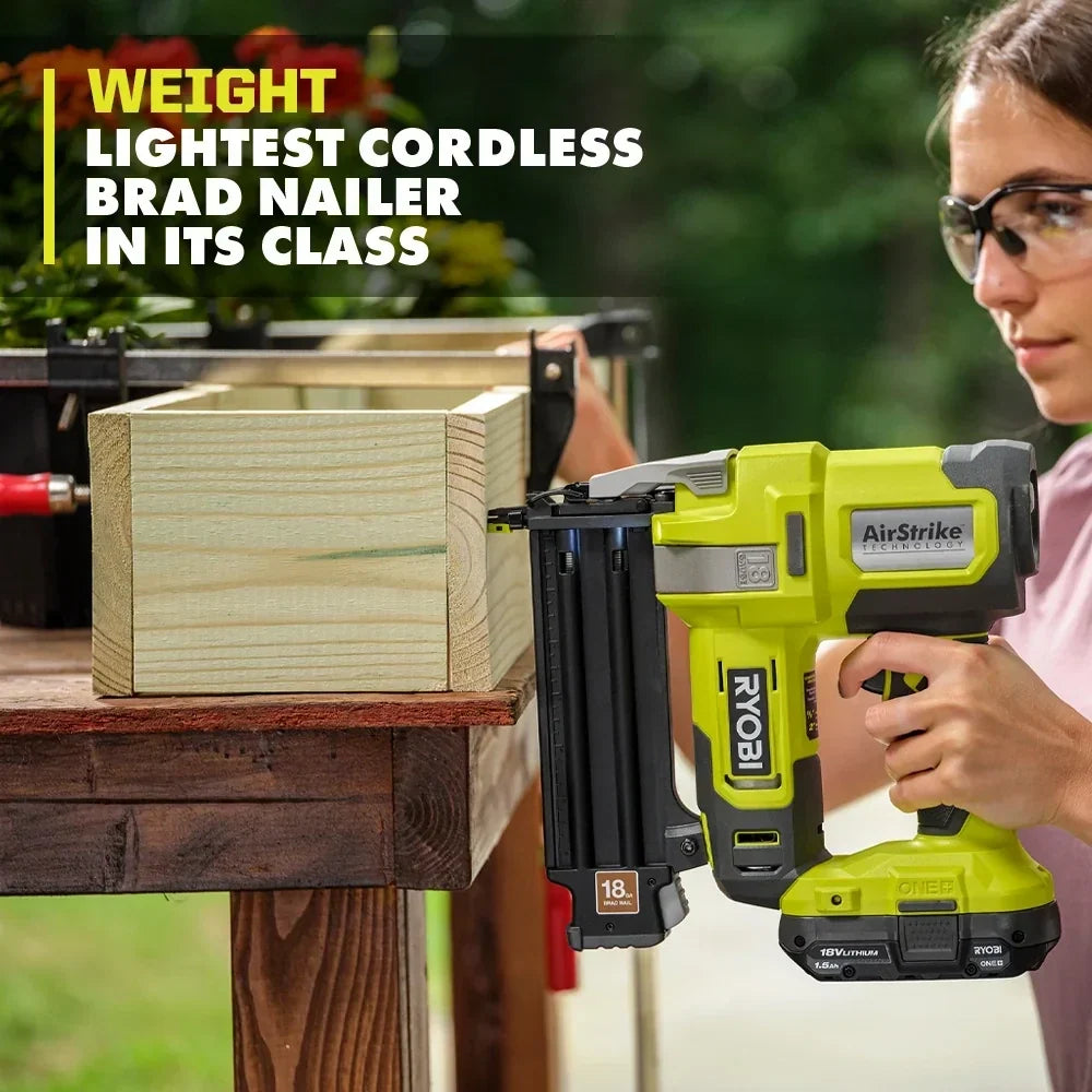 RYOBI 18V ONE+ AirStrike 18GA Brad Nailer Kit - P321 with 4.0 Ah Battery and Charger