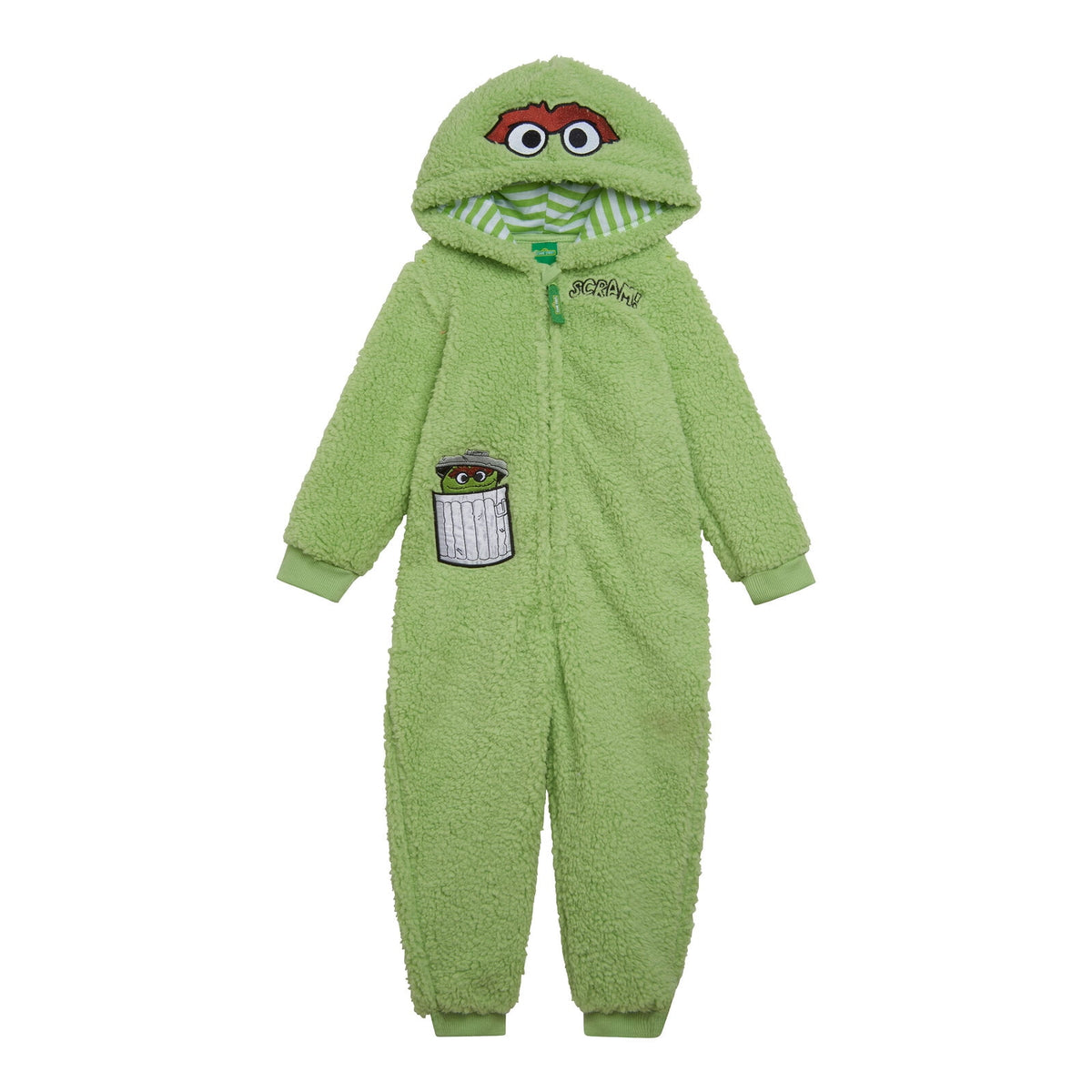 Sesame Street Oscar the Grouch Cozy Sherpa Zip Up Cosplay Costume Coverall Newborn to Toddler