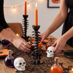 Metal Spine Candle Holder, Black, 8.6", Halloween by Way To Celebrate