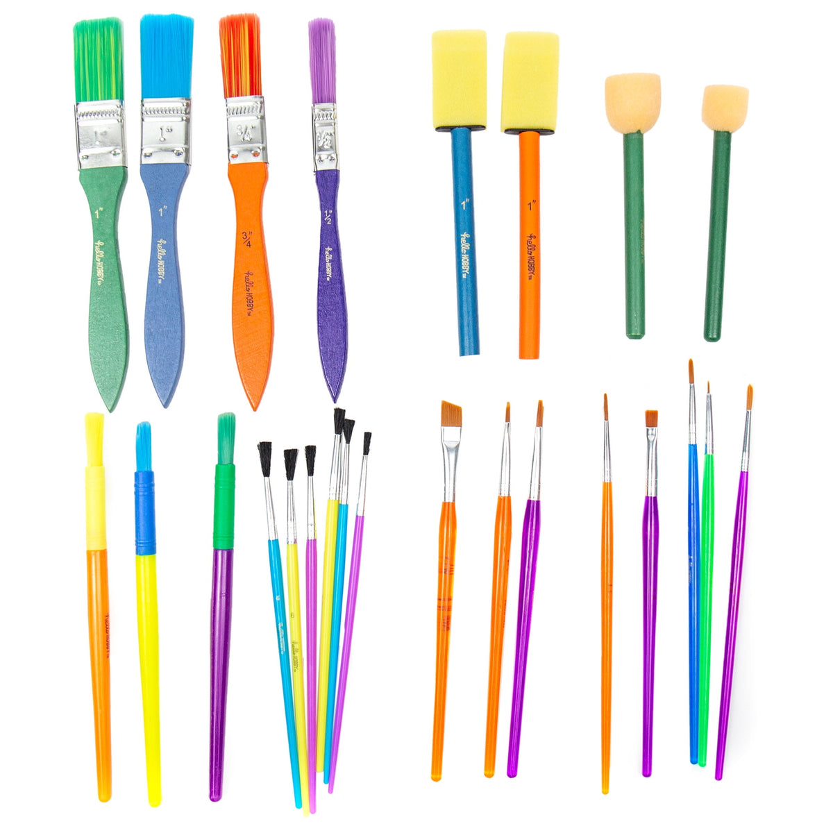 Hello Hobby Assorted Paint Brushes, 25 Count