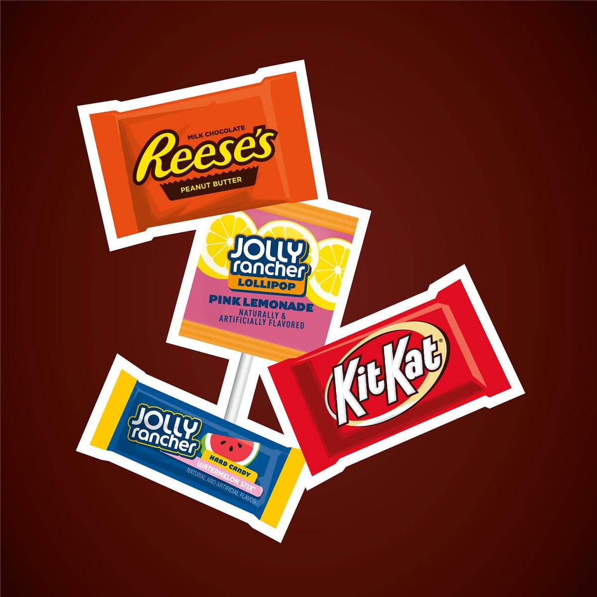 Jolly Rancher, Kit Kat and Reese's Assorted Flavored Snack Size, Halloween Candy Party Pack, 34.19 oz