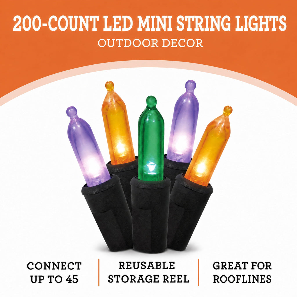 Indoor/Outdoor 200-Count LED Mini String Lights, 39', Halloween by Way To Celebrate