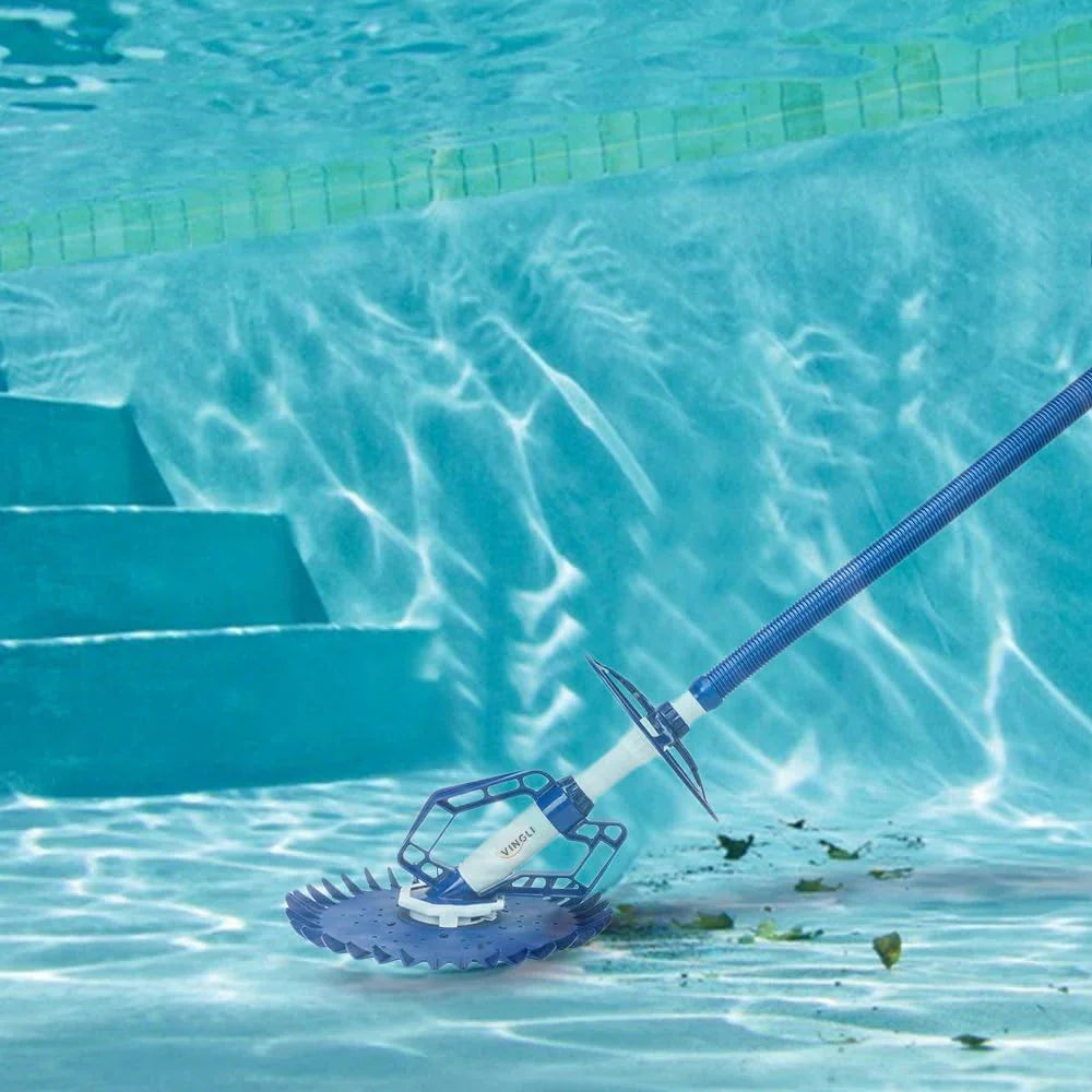 VINGLI Automatic Swimming Pool Vacuum Cleaner With 33FT Hoses, Navy Blue & White - Pool Cleaner 277