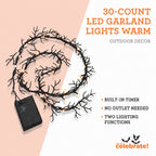 Indoor 36-Count Battery-Operated LED Garland Lights, Warm White, 5', Halloween by Way To Celebrate