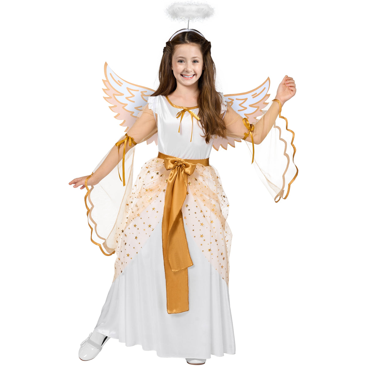 Joyfy Halloween Angel Costume for Girls, Angel Dress for Kids, Guardian Angel Set for Halloween Costumes Themed Party Cosplay