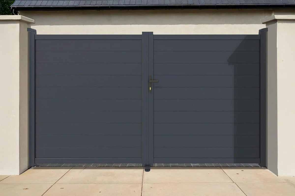Casanoov Aluminium Folding Driveway Gate 4m x 160cm Grey - KIT-000024