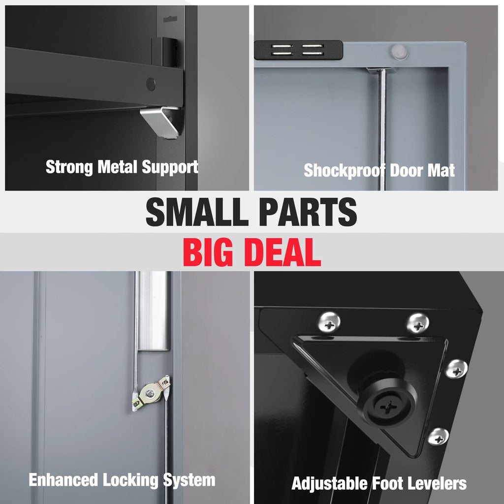 WORKPRO Metal Storage Cabinet With Locking Doors, Adjustable Shelves, Black, 71 Inches Tall - 31-1/2 x 15-3/4 Inch