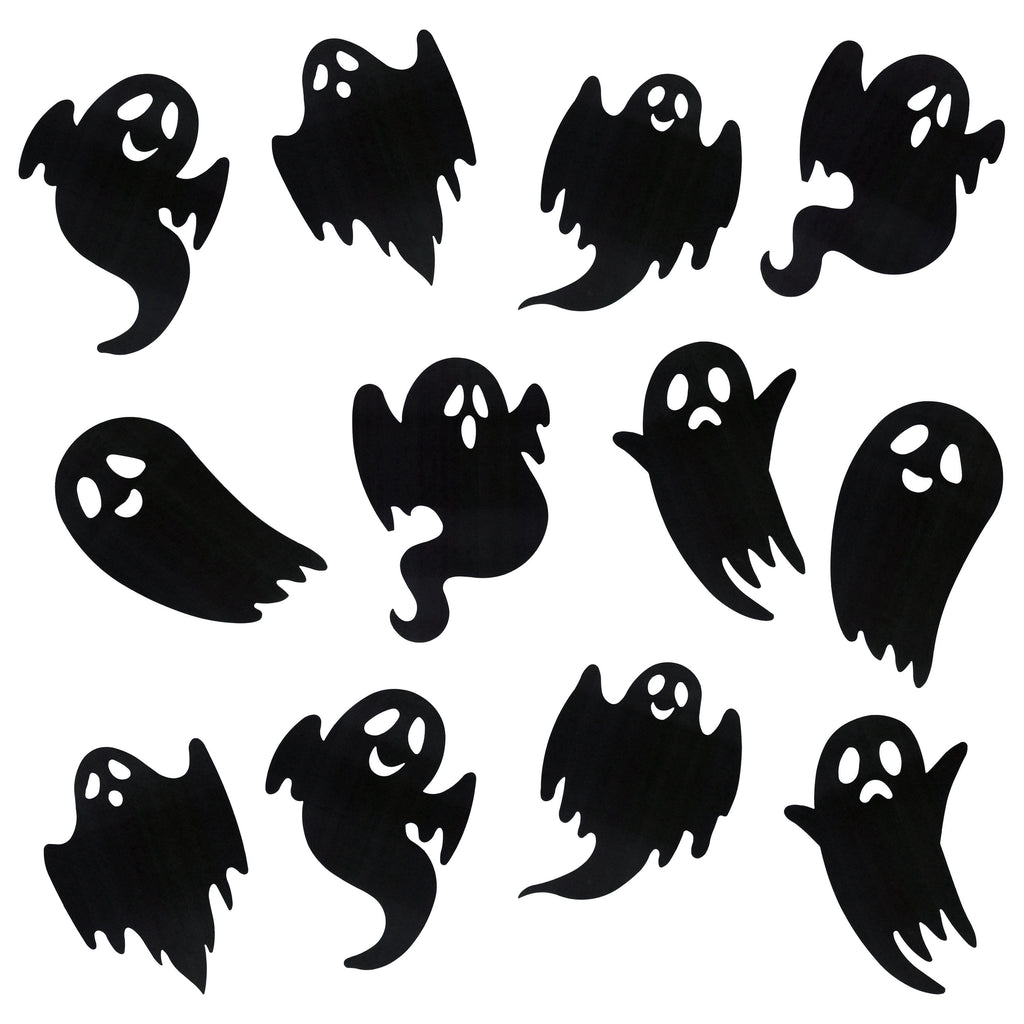 Paper Ghost Cutouts Decoration, Black, 12 Pieces, Halloween by Way To Celebrate