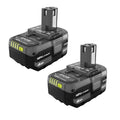 RYOBI 18V ONE+ 4AH Lithium Battery (2-Pack) - Integrated LED Fuel Gauge