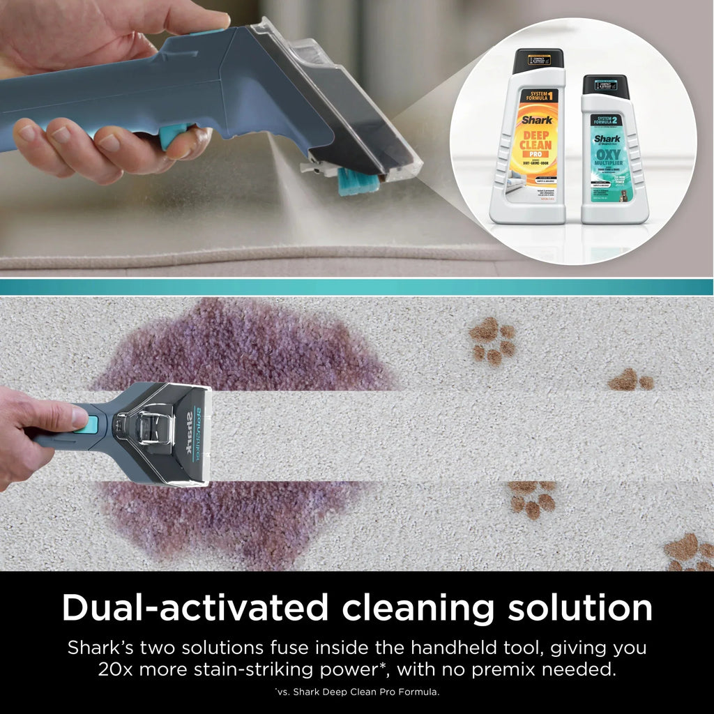 Shark StainStriker Portable Carpet And Upholstery Cleaner With 2 Tools, 6oz And 12oz Formulas - PX200 Navy/White