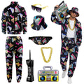GYQMBT 80s 90s Men's Sportswear, Party Hip Hop Windbreaker 90s Disco Sportswear, 80s Adult Bizarre Costume 8 Piece Set