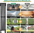 COBIZI 10x20 Heavy Duty Pop-Up Canopy Tent With 6 Sidewalls - Black