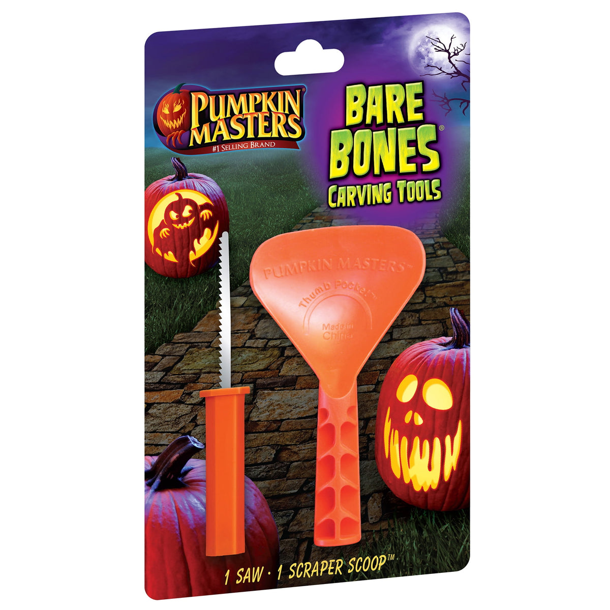 Pumpkin Masters Plastic Bare Bones Pumpkin Carving Tool Kit, 2 Pieces (Orange)