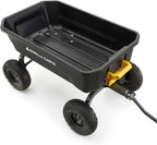 Poly Dump Garden Cart With No-Flat Tires And Serrated Shovel, 7 Cubic Feet, 1,200 lb Capacity, Black
