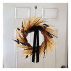 Wheat with Bats Wreath, Yellow and Black, 24", Halloween by Way To Celebrate