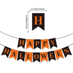 EWSFHUI Happy Halloween Banner Halloween Black and Orange Bunting Banner Garland for Halloween Party Decorations Halloween Decor for Mantle Fireplace Wall Party Supplies