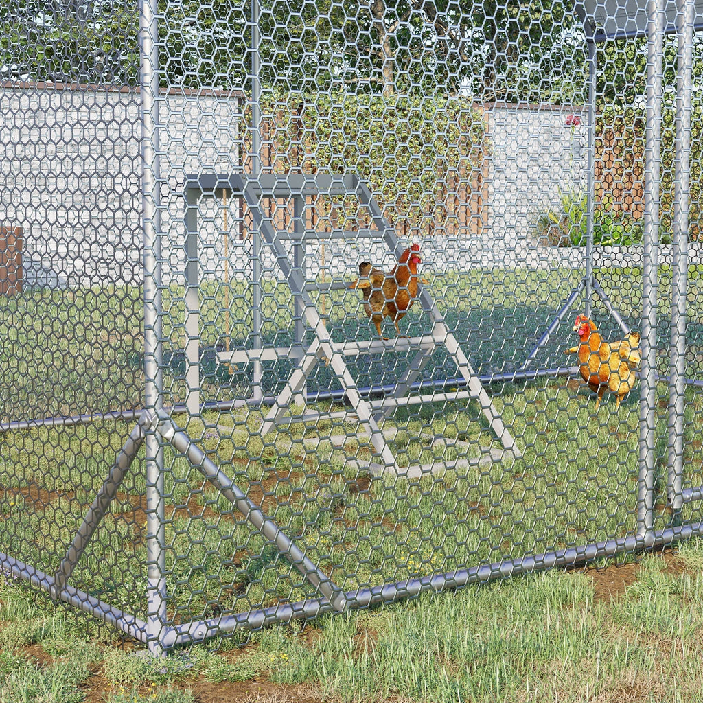 PawHut Chicken Activity Play Center With Swing, Perches And Platform, Pastel Gray - D51-350V00GY