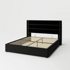 Allewie Queen Lift Up Storage Bed Frame With Wingback Headboard, Light Beige - 80.7 x 60.6 x 44.5 in