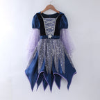 Gunia Girls Witch Tutu Dress Outfits With Hat 4 Piece Halloween Cosplay Dress Role Play For Toddler Kids Holiday Party Dress Up Play, Size 4-14 Years