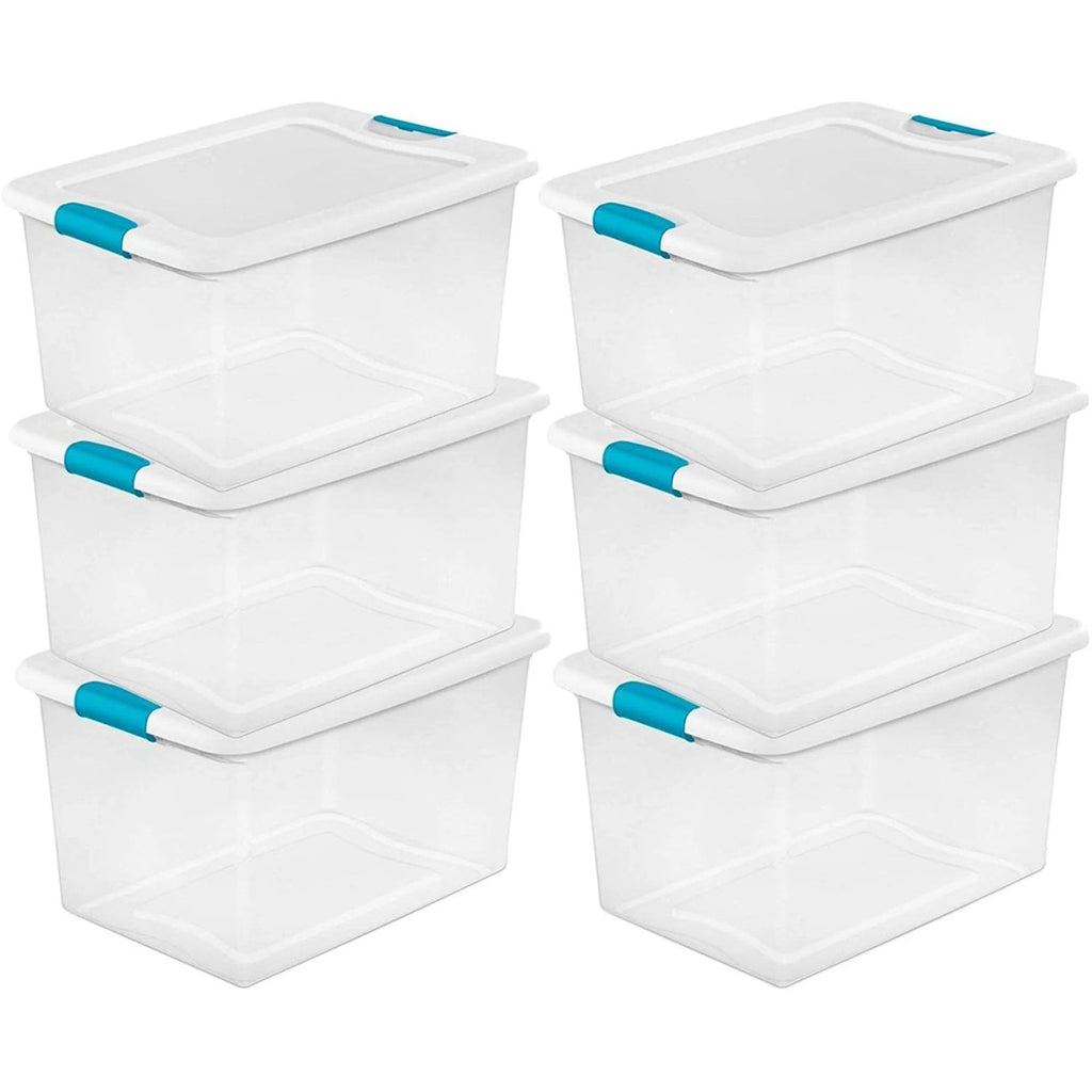 Sterilite Clear Storage Tote With Lids, 64 Quart, 6 Pack