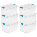 Sterilite Clear Storage Tote With Lids, 64 Quart, 6 Pack