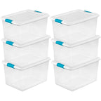 Sterilite Clear Storage Tote With Lids, 64 Quart, 6 Pack