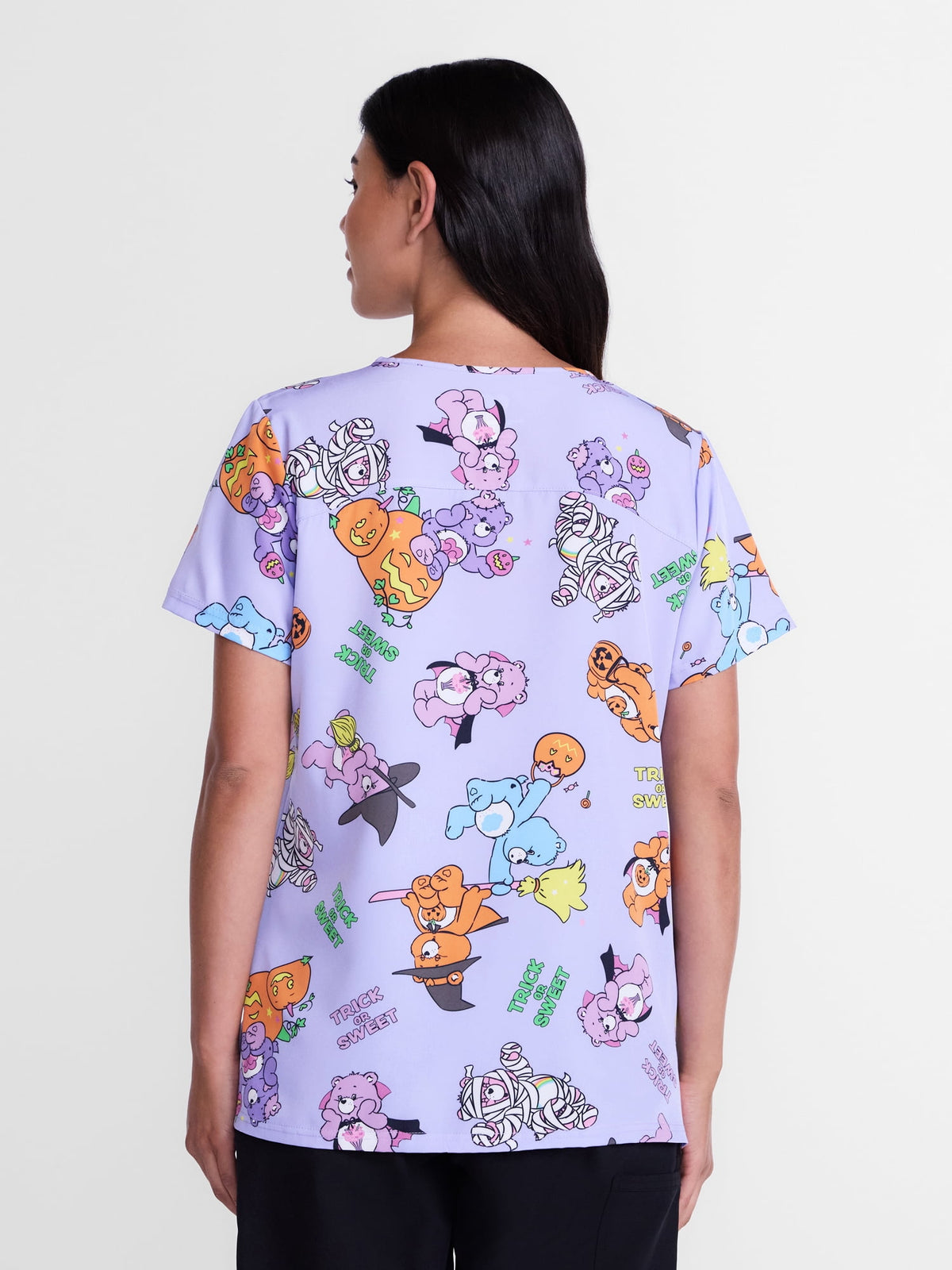 Care Bears Women's Halloween Scrub Top with Short Sleeves, Sizes S-XXXL