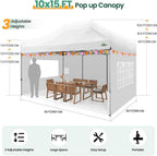 COBIZI 10x20 Heavy Duty Pop-Up Canopy Tent With 6 Sidewalls - Black