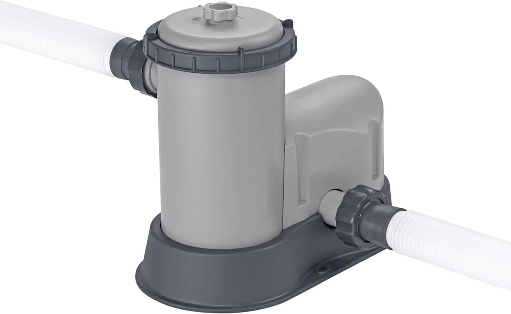 Steel Pro MAX 14 Foot x 48 Inch Round Steel Frame Above Ground Pool Set With 1,000 Filter Pump, Ladder And Cover - Gray