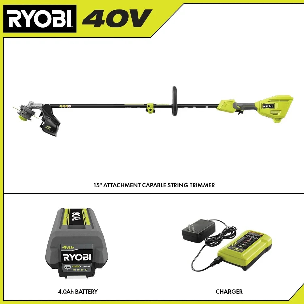 RYOBI 40V 15" Attachment Capable String Trimmer Kit