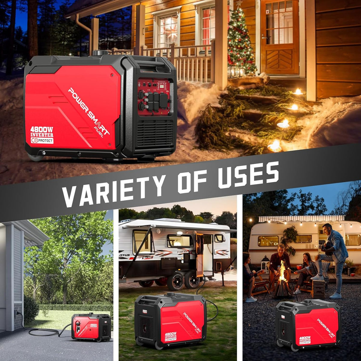 PowerSmart Portable Inverter Generator 5000 Starting Watt, 4000 Running Watt, 30 Amp - HB5046C