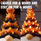 Joyfy 8.5 inch Halloween Decorations Ceramic Gnome Tree Decorations with Build-in LEDs, Light Up Pumpkin Table Decor Bedroom Indoor Centerpieces for Tables