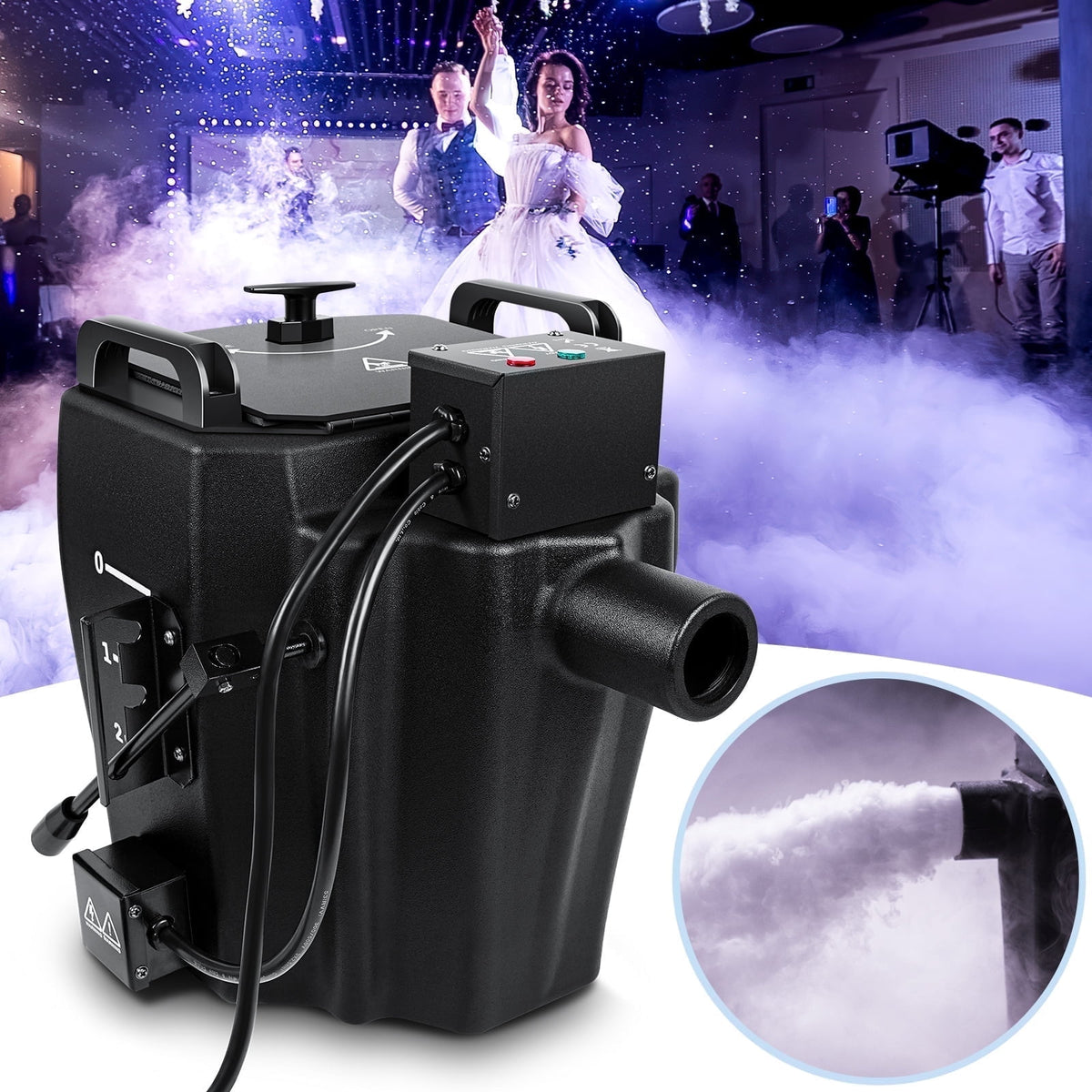 Fog Machine 1200W and 6000CFM Smoke Machine with Wireless Remote Control and 6 Colorful LED Lights for Christmas Thanksgiving Wedding Stage Effect DJ Disco Party Stage